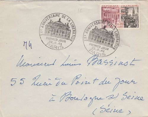 France 1964 enveloppe 1er - france,