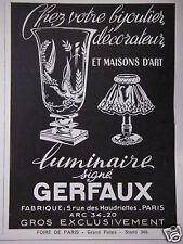 PUBLICITÉ 1948 LUMINAIRE SIGNÉ GERFAUX MAISONS D'ART - ADVERTISING