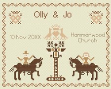 Point de Croix Kit Ou Motif - Florashell - Chevaux Traditionnel Mariage Sampler