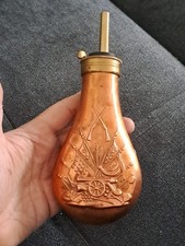 poire à poudre Ancienne Militaria Chasse Cuivre 19ème Napoléon III 