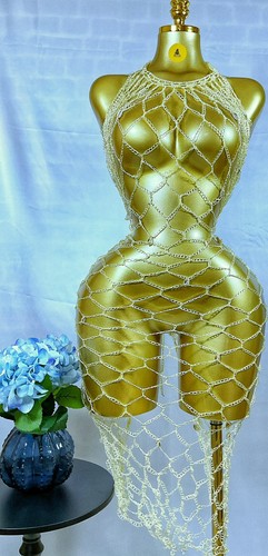 Handmade white fishnet dress - white,