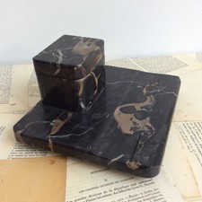 Ancien Encrier en Marbre Noir Art Déco 1930