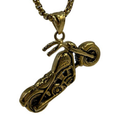 Collier Homme Avec Pendentif Moto HARLEY DAVIDSON Couleur Or En Acier Inoxydable