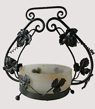 Centre de Table Art Déco Coupe de Fruit Verre dans Monture en Fer Forgé