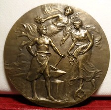 58mm bronze art medal French award Mirror making Glass industries by Kinsburger