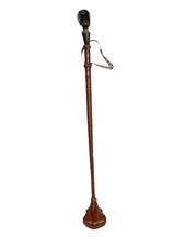 Ancien bâton de cérémonie ou cravache rituelle – Manche gainé cuir tête sculptée