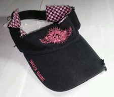 EZ RIDERZ EASY RIDERS CHECKERED DISTRESSED BIKER BABE BLACK PINK CAP HAT VISOR
