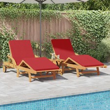 Chaise Longue avec Coussin Bain de Soleil Transat Bois d'Acacia Solide vidaXL