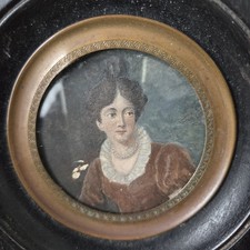 Portrait miniature peint fin - miniature,