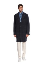 Boglioli Bleu Foncé Manteau Long Martingale Carreaux Flanelle Laine 40 US / 50