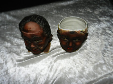 Ancien 2 x pot à tabac tabatière céramique Homme Femme Orientaliste / Créole