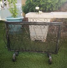 Ancien Vintage Pare-Feu Pour Cheminée En Fer Forgé Avec Grillage