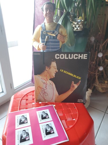 Autographe dedicace coluche - dedicace,