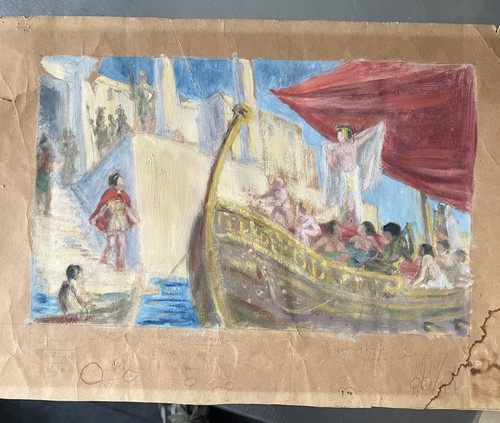 Ancien dessin technique mixte - dessin,