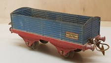 Ancien jouet wagon marchandise bleu/rouge ech O train SNCF serie Hornby meccano 