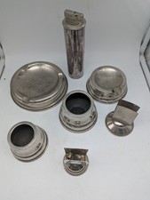 Lot Objets fumeur Métal Argenté, Briquet de Table, Portes Allumettes, Cendriers