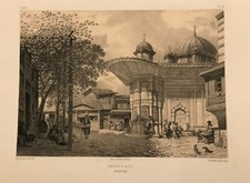 Istanbul, Fontaine De Galata. Flandin Eugene. Lithographie Originale 1853
