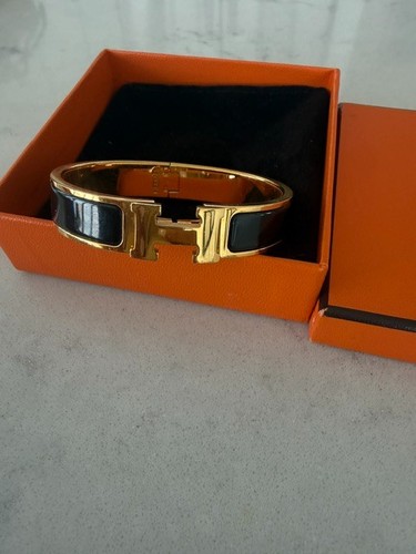 Hermes black clic bracelet - clic, h