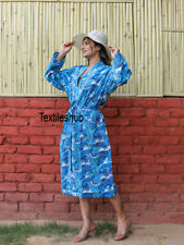 Robe Kimono En Coton Turquoise À Feuilles Pour Femmes Vêtements De Nuit Kimono