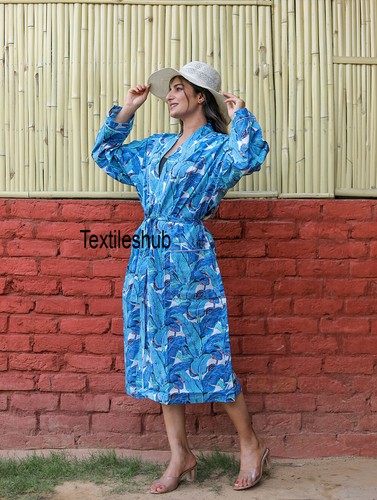 Robe kimono coton turquoise - kimono,