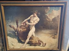 Tableau ancien mythologie, signé  a restaurer - port compris