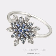 Authentic Pandora Silver Crystallized Snowflake CZ Ring Size (6) 52 190969NBLMX