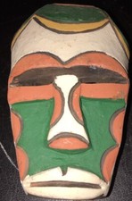 Masque Réduit Terre Cuite Afrique Ethnique Cameroun Bamileké Pigments Naturels
