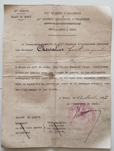 Vieux papiers militaire - , ww1