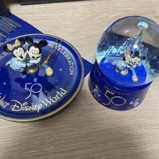 Mickey & Minnie Snow Globe & Tray WALT DISNEY World 50TH