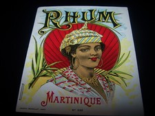 Rare Etiquette ancienne rhum Martinique Jouneau Bourdillat vernie varnished 592