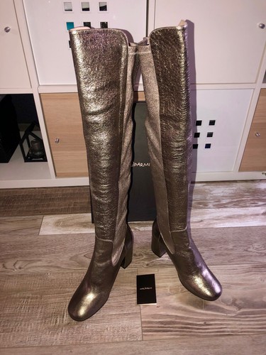 Bottes cuir argent - bottes, métalisé