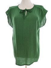 MASAI Blouse pour Femmes Rayures Vert M Manches courtes Encolure trou de serrure