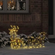 Traîneau tiré par un renne avec 160 LED Blanc chaud Figurines de Noël vidaXL vid