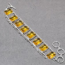 Bracelet bijoux cadeau mode fait main pierre précieuse forme coussin citrine ...