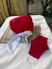 Bonnet turban rouge fait main.