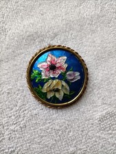 Ancienne broche émaux de Limoges - Candelier - Art Déco 