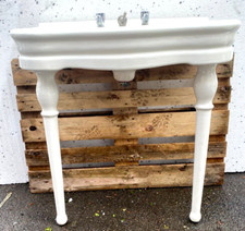 Lavabo simple vasque a piètement en colonne émaillée Art Déco XX siècle