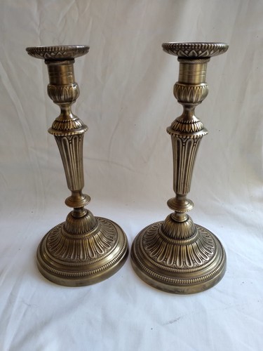 Paire bougeoirs anciens - paire, de
