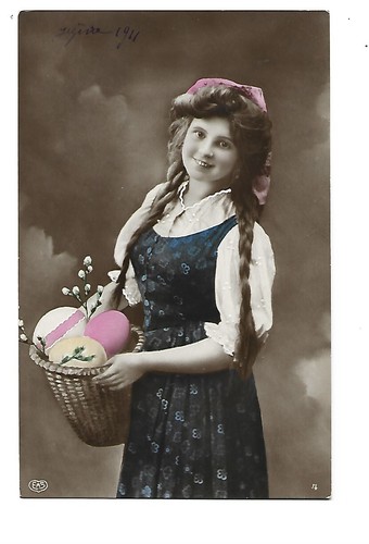 Fancy girl with easter - girl, egg