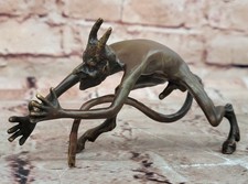 Sculpture Vintage En Bronze D'Érotique Démon Diable Satyr Figure Nue Mythique