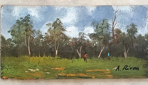 Tableau ancien paysage animé - ancien,