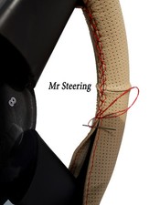 Couvre Volant En Cuir Perforé Beige Pour Mercedes Classe B W245 Rouge ST