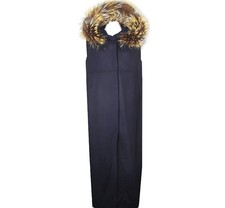 sabatier Gilet long en laine vierge avec bord en fourrure de renard 37250807