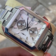 RARE Montre Homme Seiko Premier Chronograph SNA741P1 Cadran Blanc Quartz...