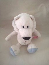 Peluche doudou ours blanc capuche bleu nici 26cm