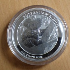 Australia 50c 2013 Koala 1/2 oz silver 99.9% silver coin within capsule (argent)