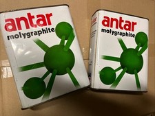Vintage 2 BIDONS HUILE plein  ANTAR MOLYGRAPHITE TOLE PUBLICITAIRE 2L 20w50