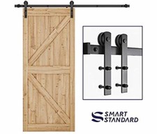 6 FT Black Door Hardware Carbon Steel Sliding Barn Track Rail Kit Wall Mount
