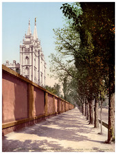 Utah, Salt Lake City, Beside the Temple Vintage photochrom print by Detroit Phot