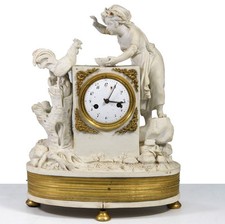 Pendule en biscuit Louis XVI mouvement à fil XVIIIème